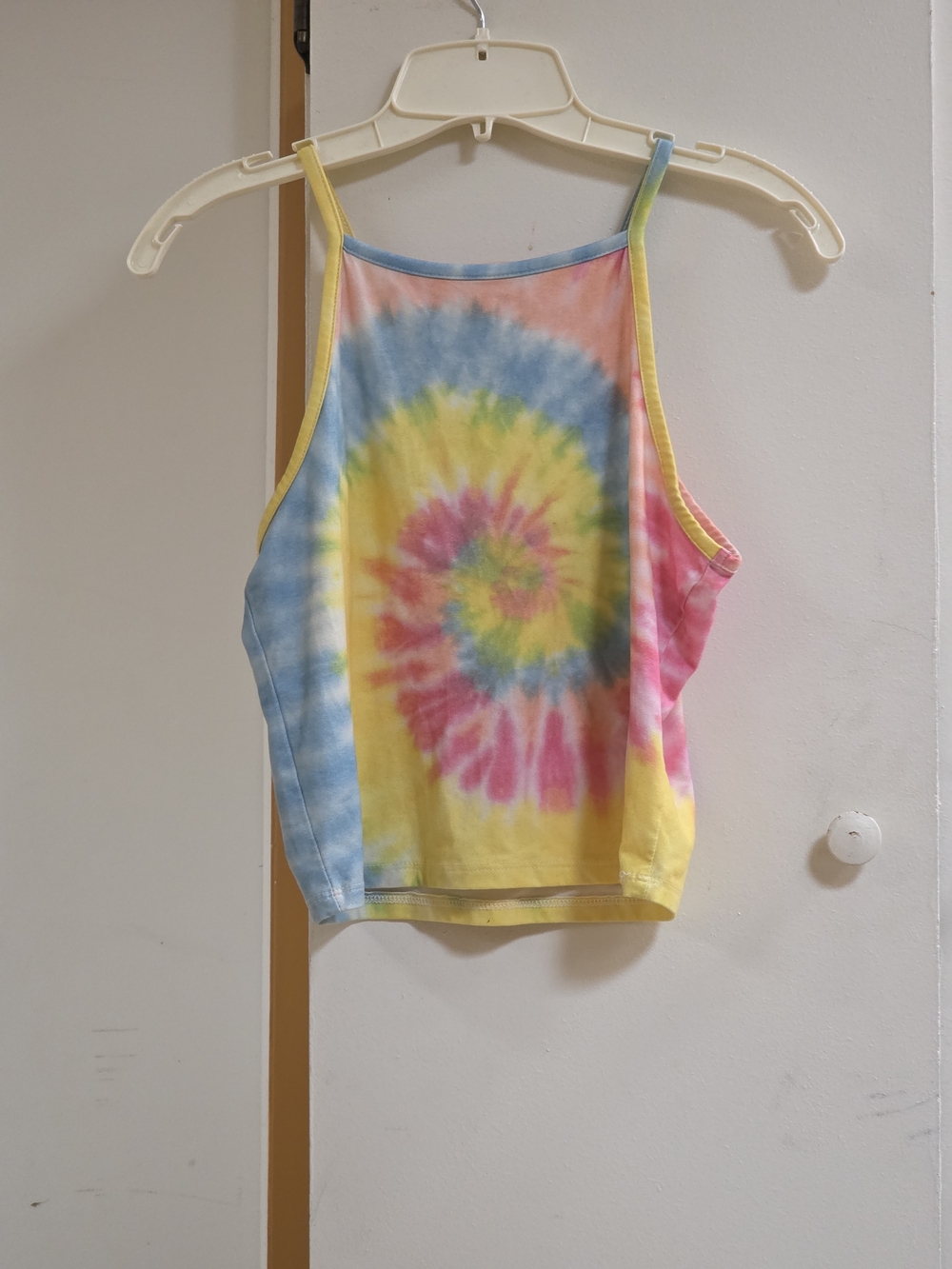 Rue21 Pastel Tie-Dye Spiral Crop Tank - Yellow, Pink & Blue